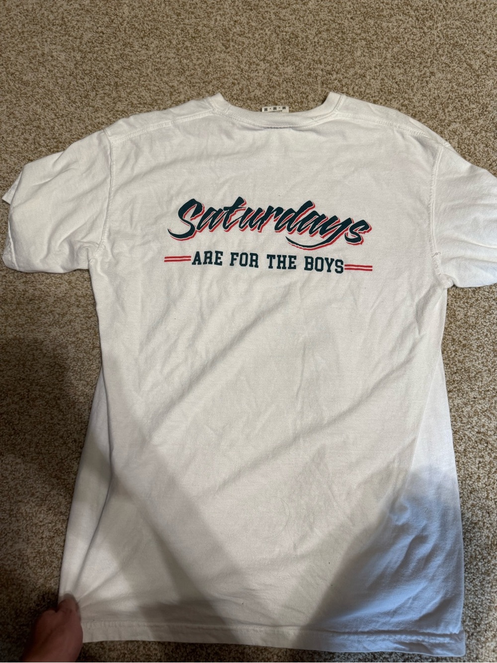 Comfort Classics White Graphic Tee “Saturdays Are For The Boys”